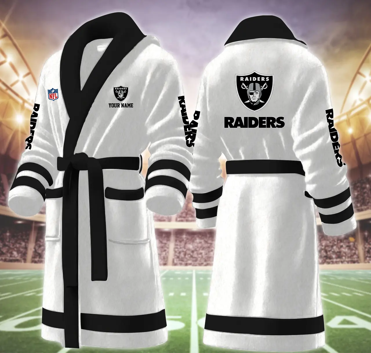 las vegas raiders nfl personalized fleece bathrobe xgsaf