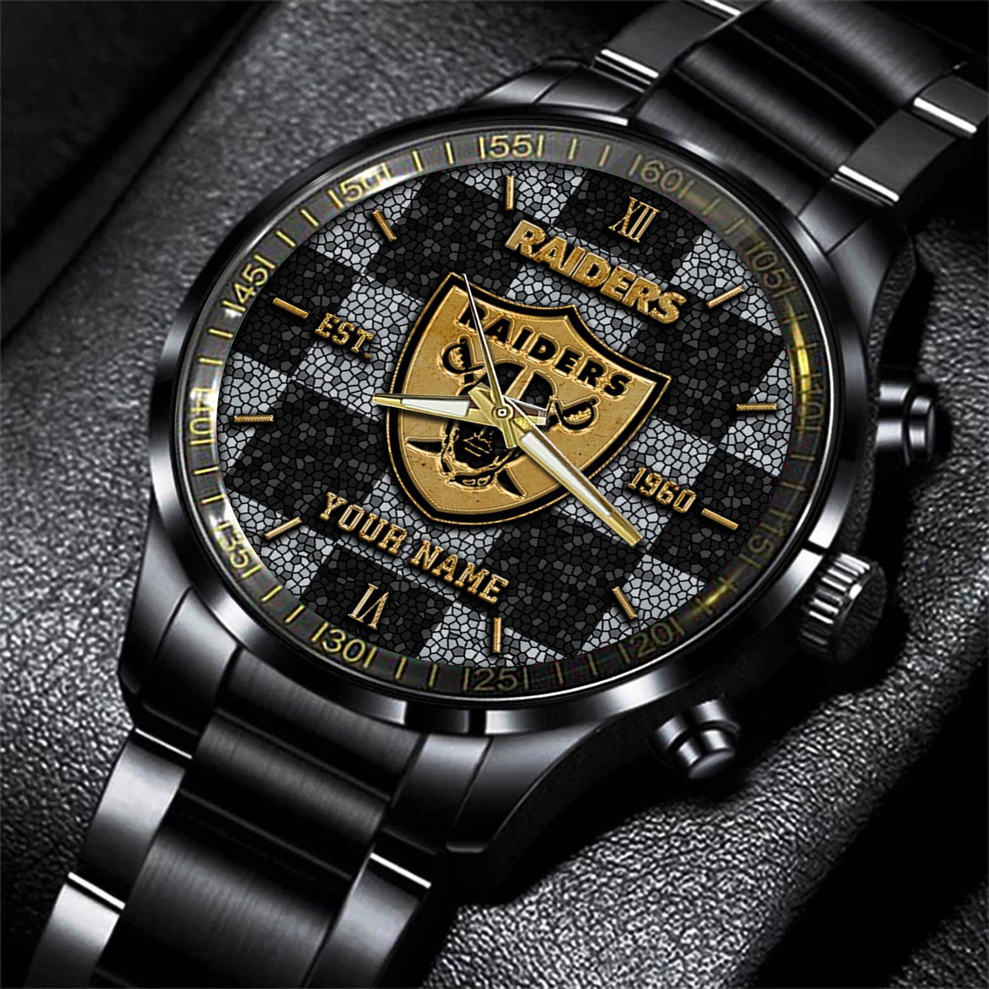 las vegas raiders nfl personalized sport black watch gifts for fans 4la1e