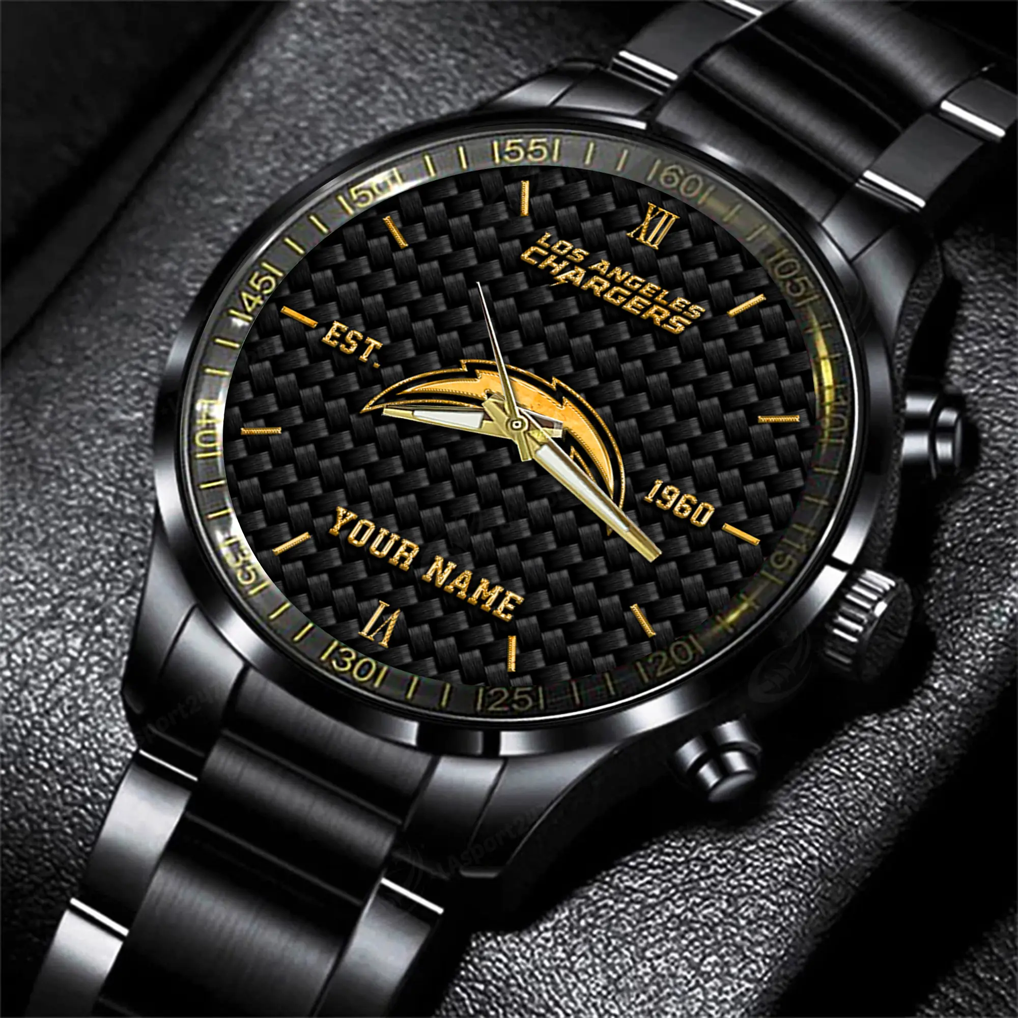 los angeles chargers nfl black fashion hand watch custom your name gift for fan cfrzy