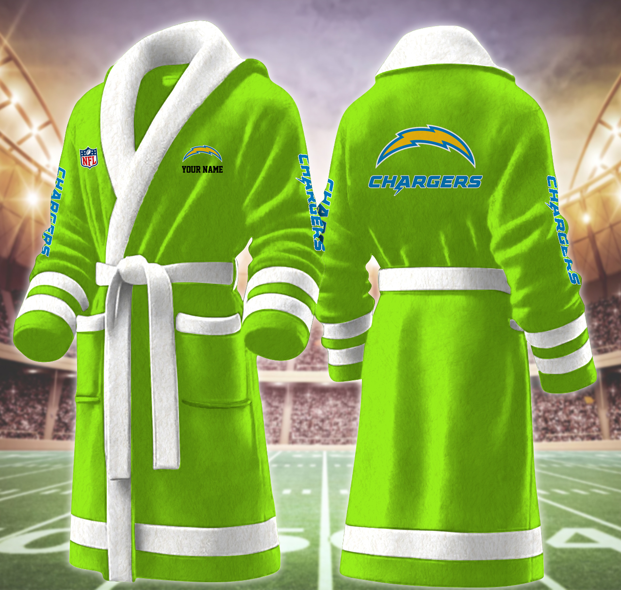 los angeles chargers nfl personalized fleece bathrobe 0ccot