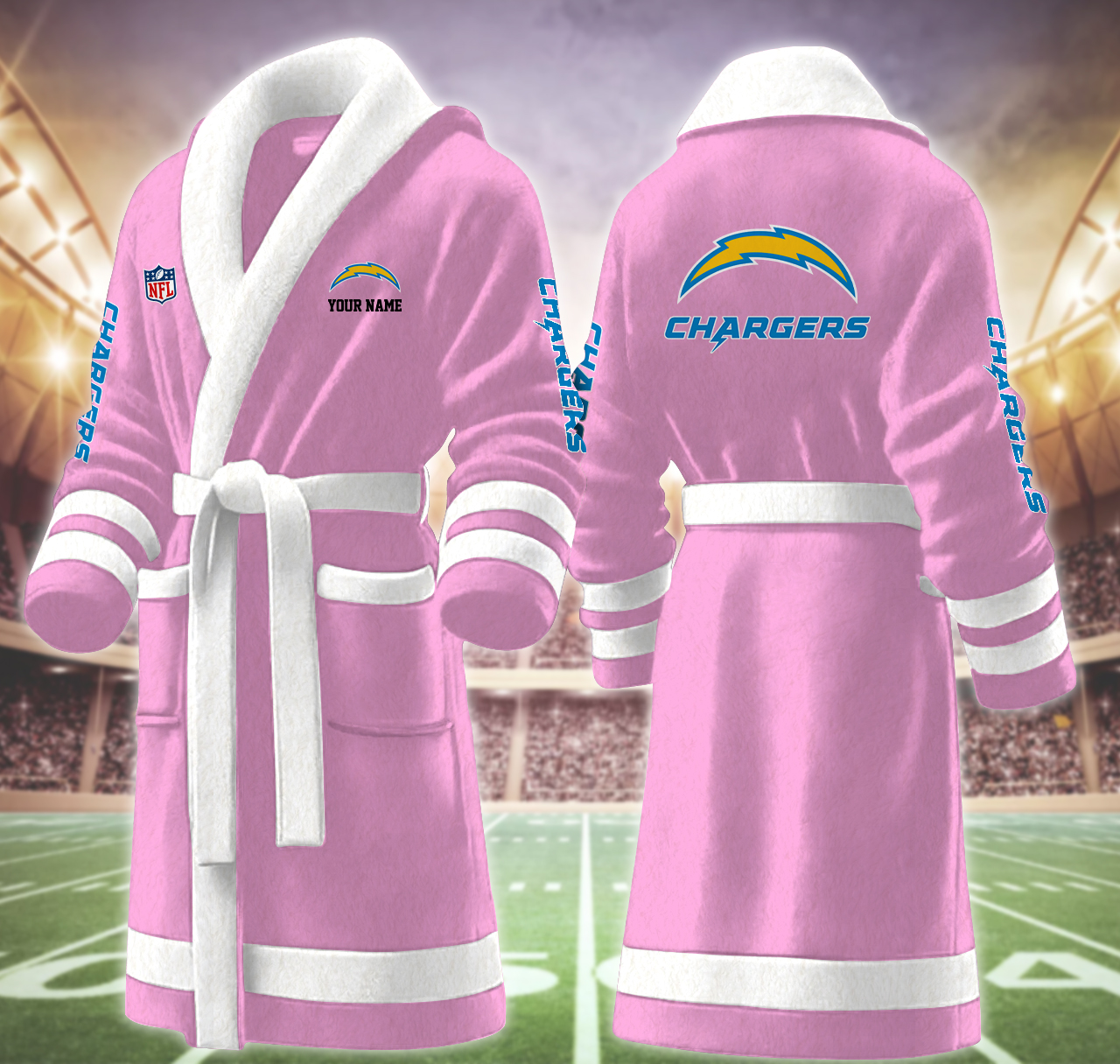 los angeles chargers nfl personalized fleece bathrobe gbr7q