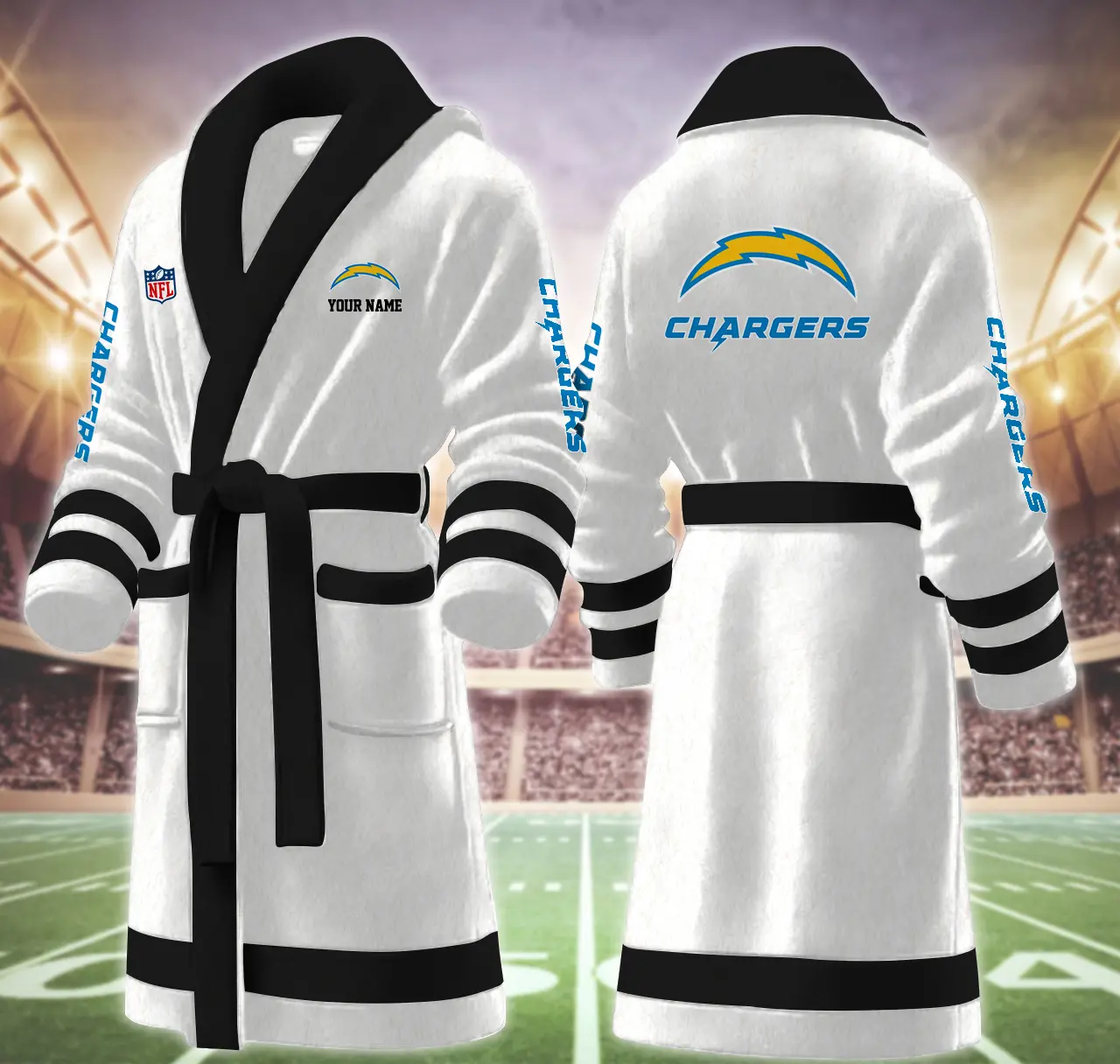 los angeles chargers nfl personalized fleece bathrobe l0fjm