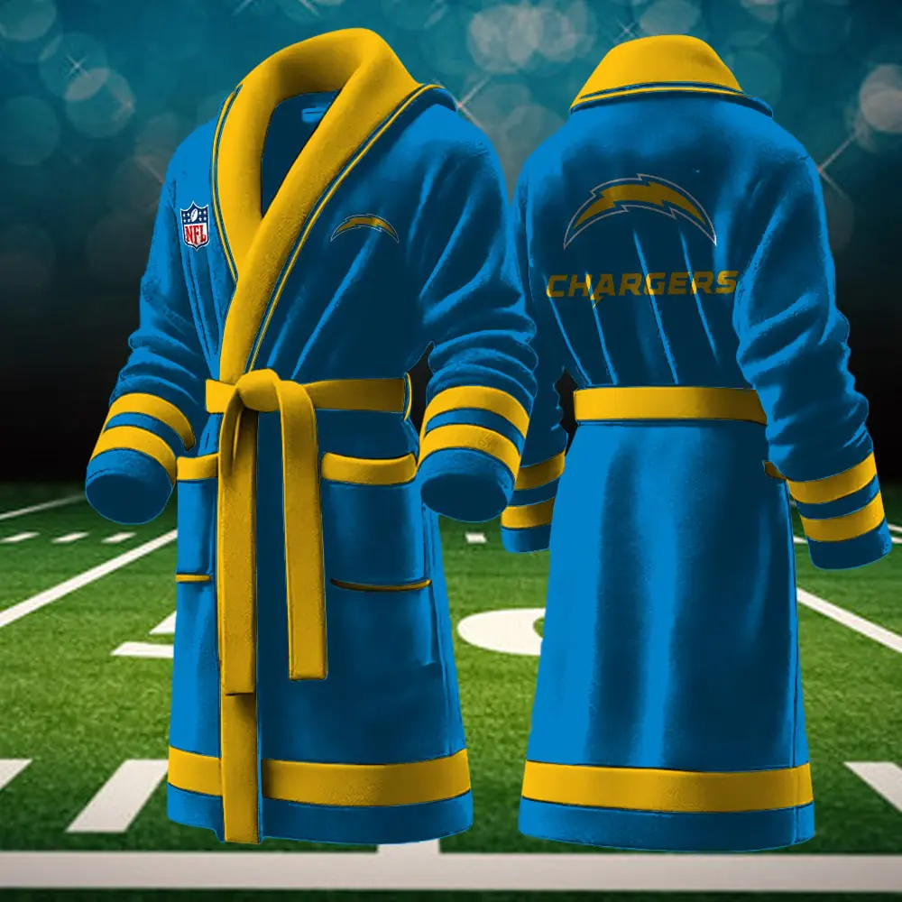 los angeles chargers nfl personalized fleece bathrobe rgi0d