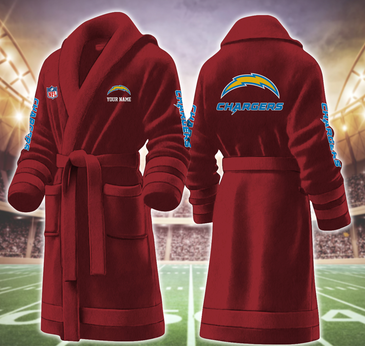 los angeles chargers nfl personalized fleece bathrobe sh8py