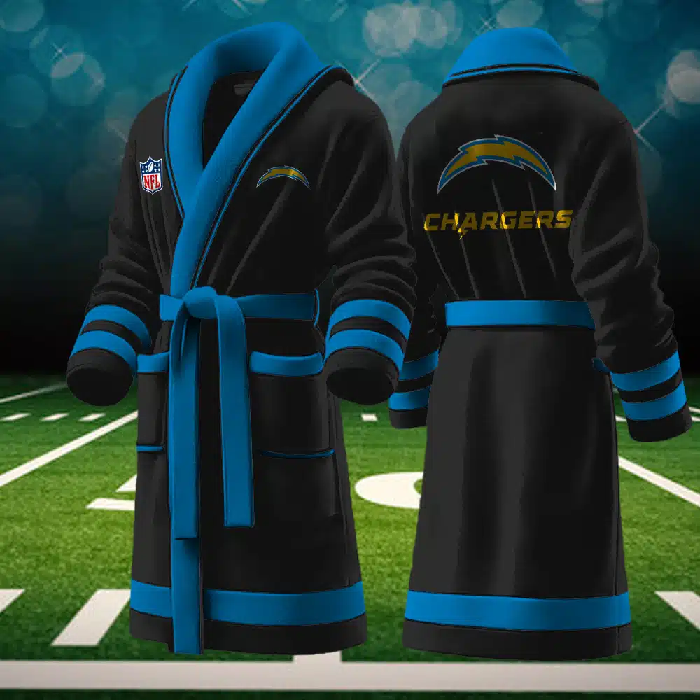 los angeles chargers nfl personalized fleece bathrobe wssgn