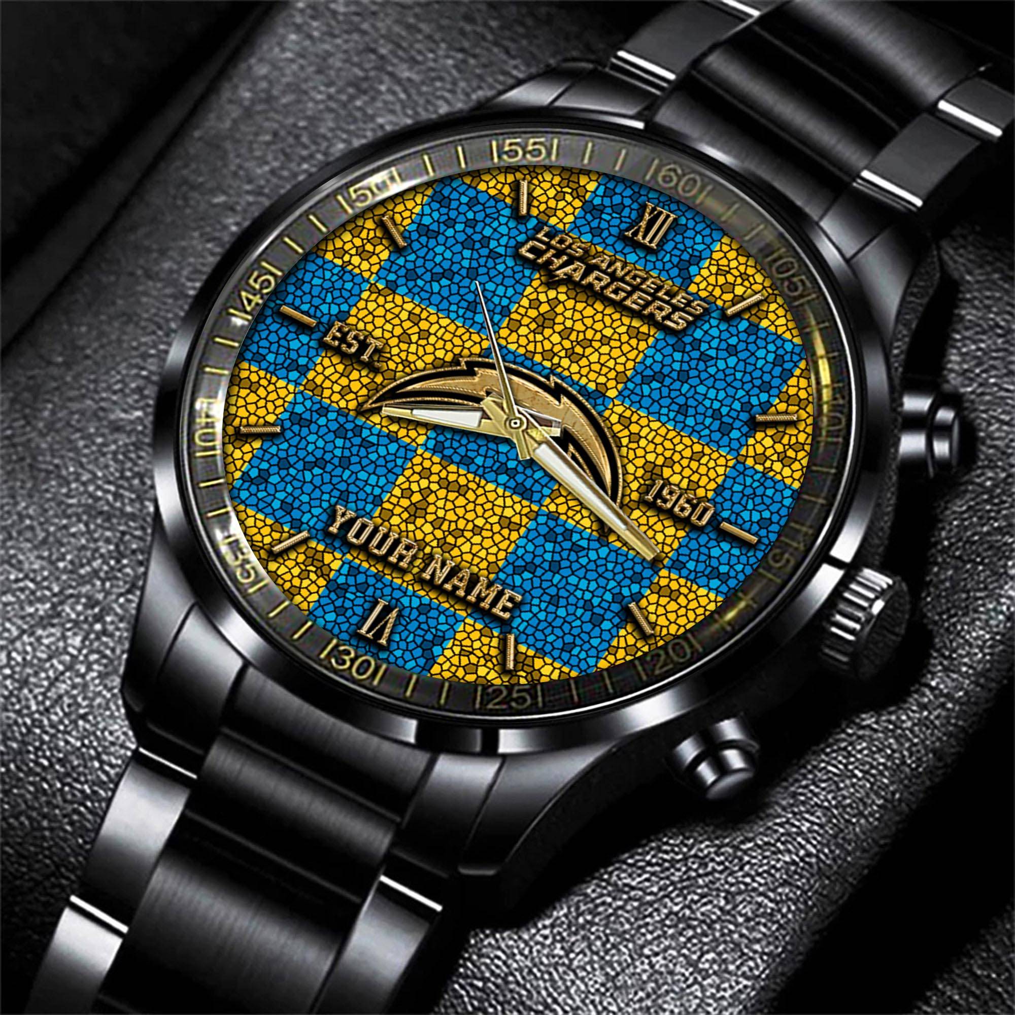 los angeles chargers nfl personalized sport black watch gifts for fans jfpal