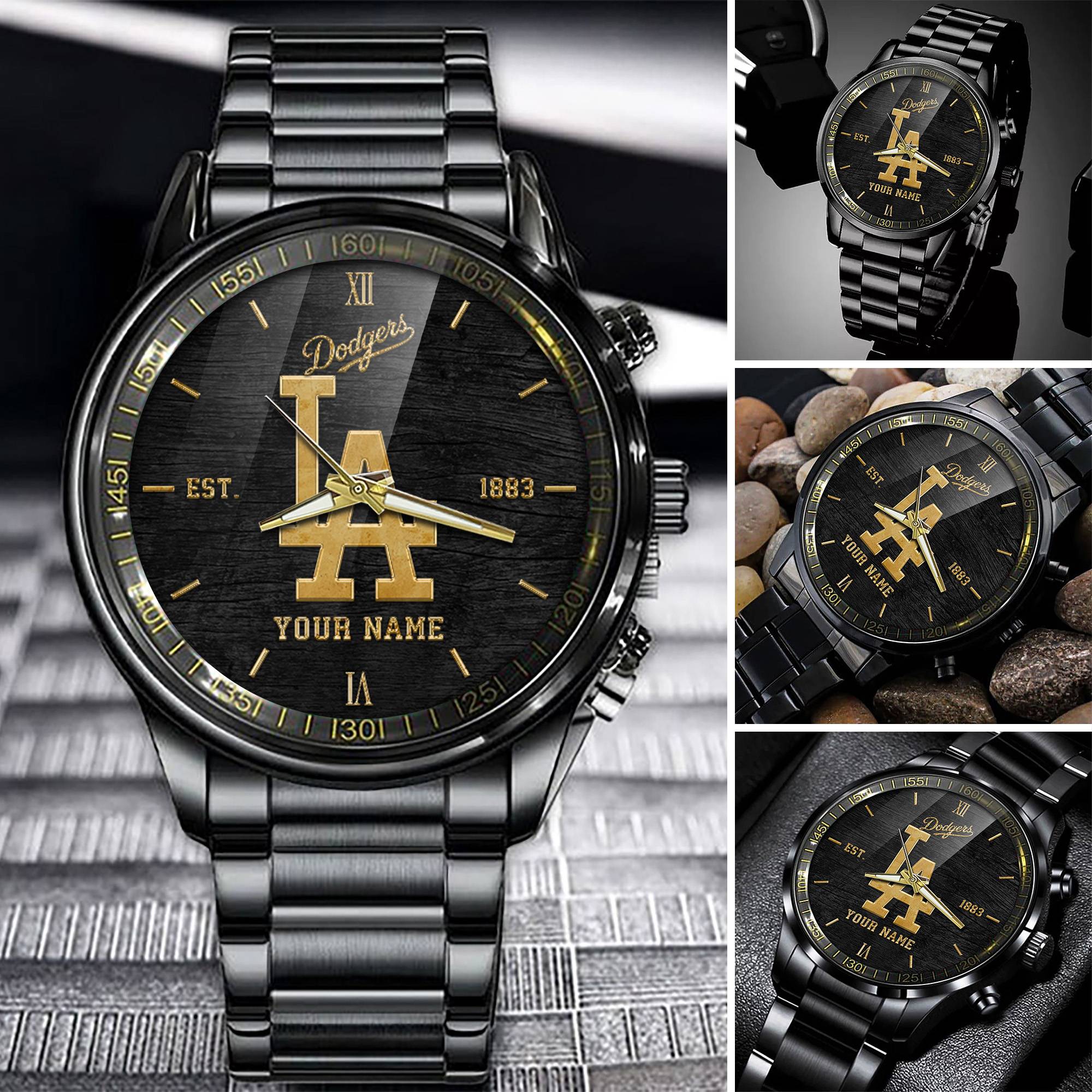 los angeles dodgers mlb black fashion watch custom your name sc3cy