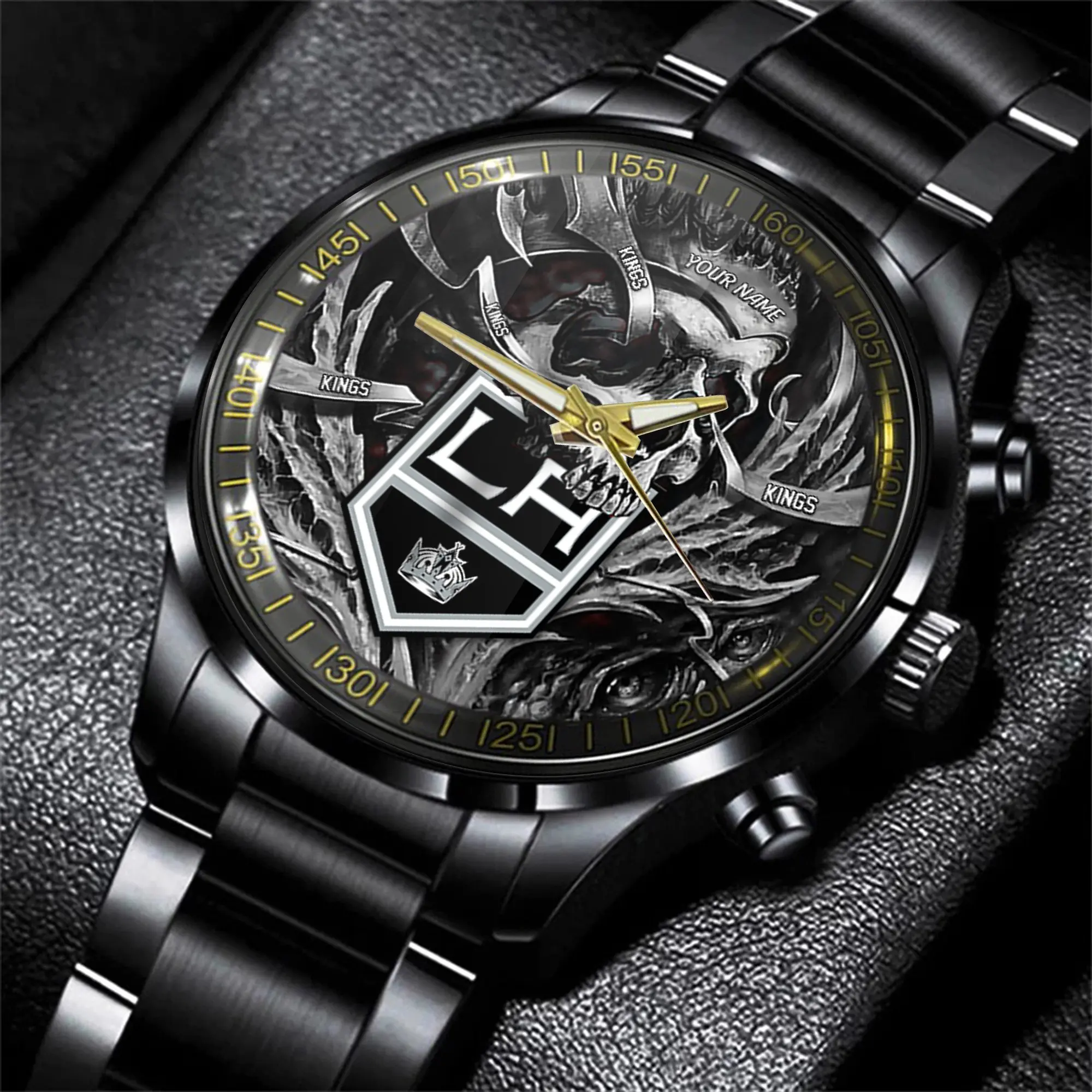 los angeles kings nhl skull personalized hand watch gift for fans 0mknq