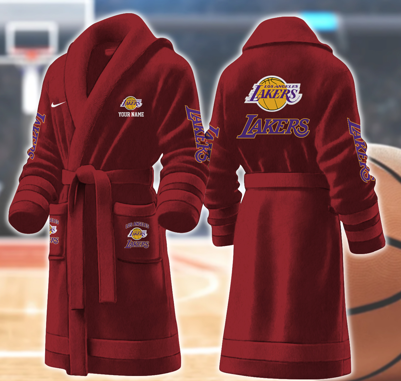 los angeles lakers nba personalized fleece bathrobe dwmea