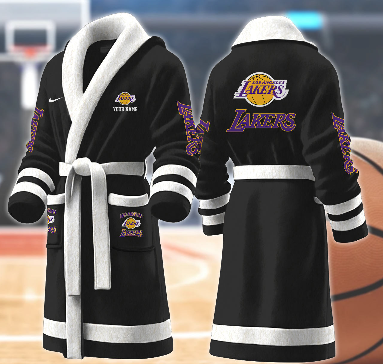 los angeles lakers nba personalized fleece bathrobe hhymd