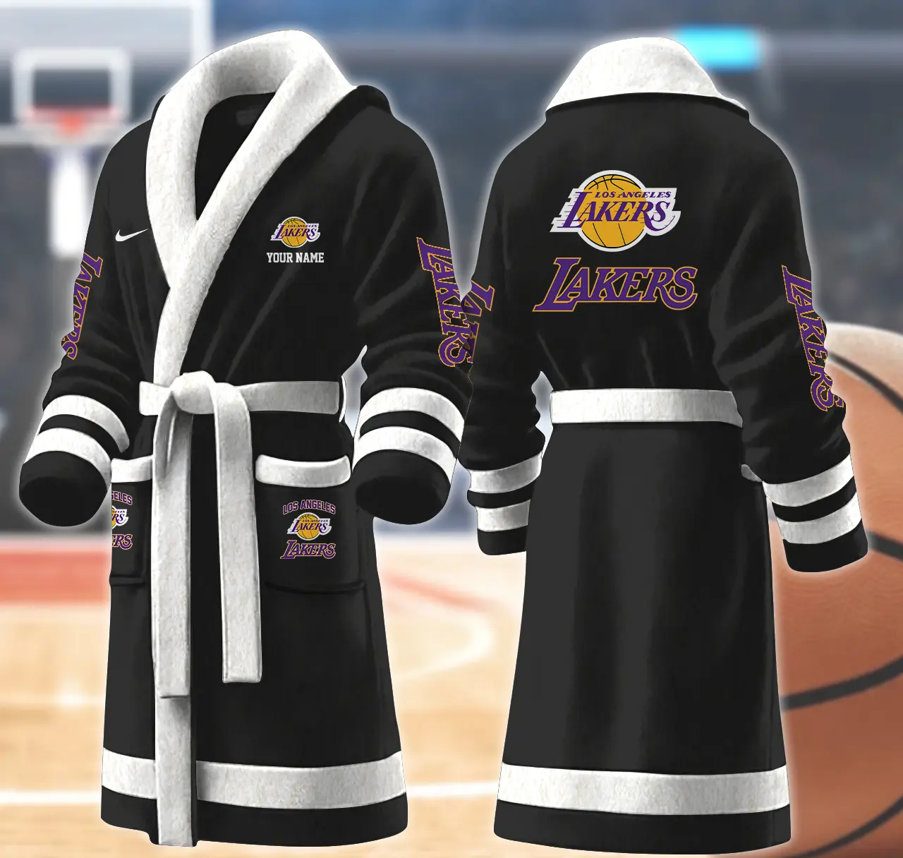 los angeles lakers nba personalized fleece bathrobe hhymd