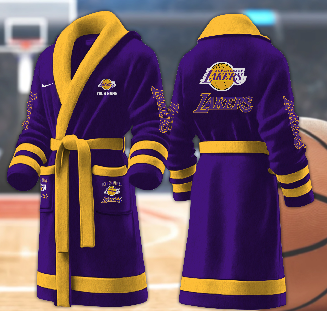 los angeles lakers nba personalized fleece bathrobe kf0co