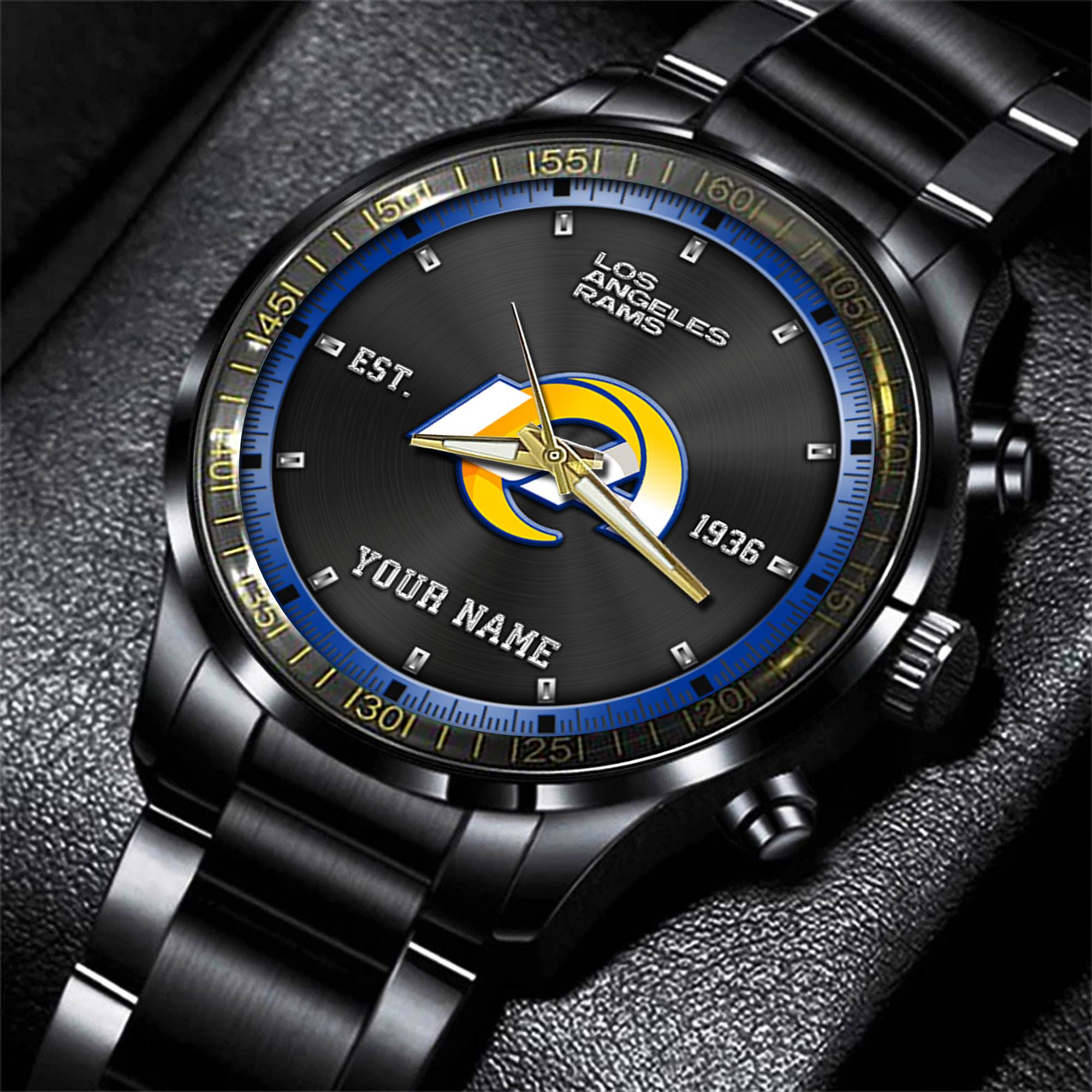 los angeles rams nfl personalized black fashion watch gifts for fans wqntq