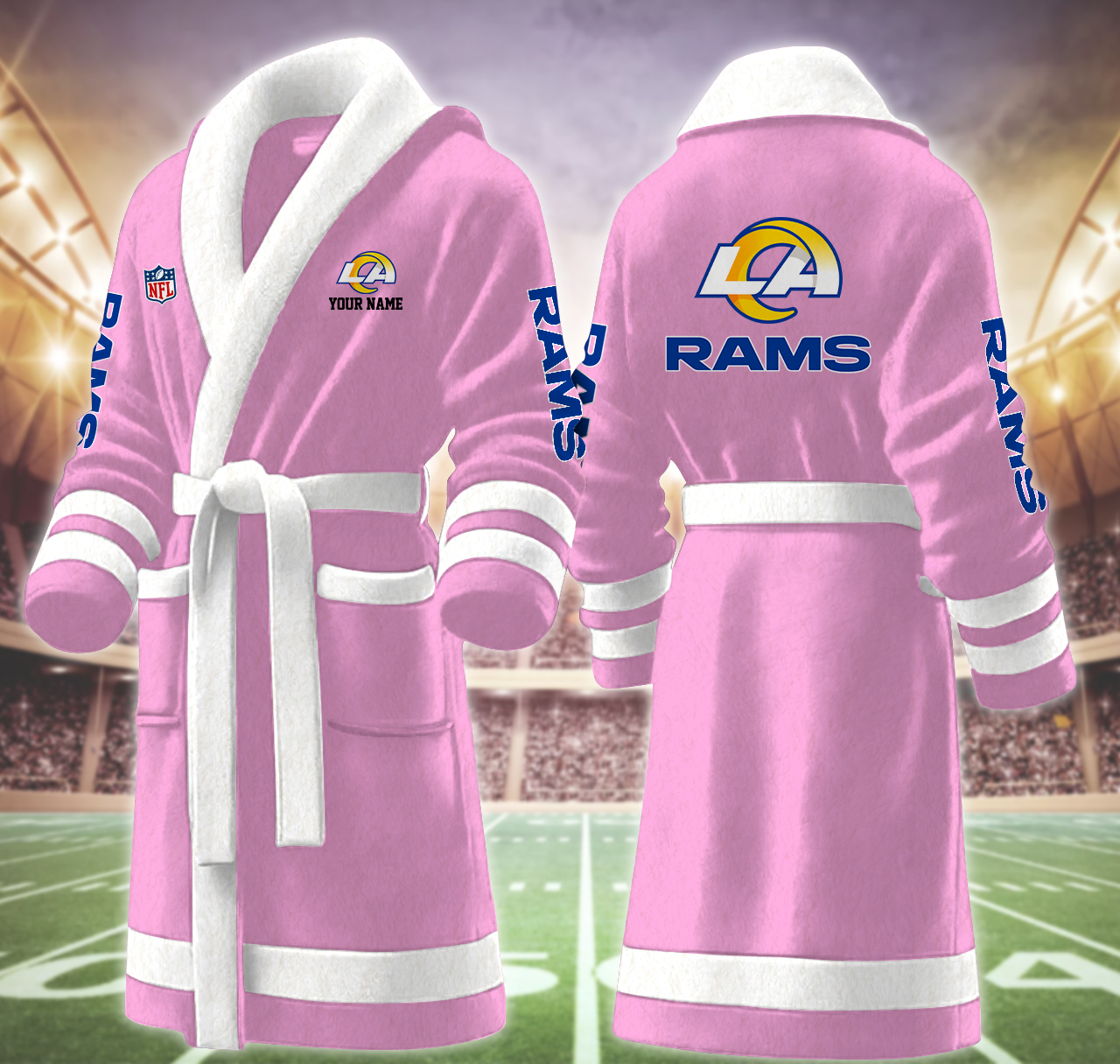los angeles rams nfl personalized fleece bathrobe 284my