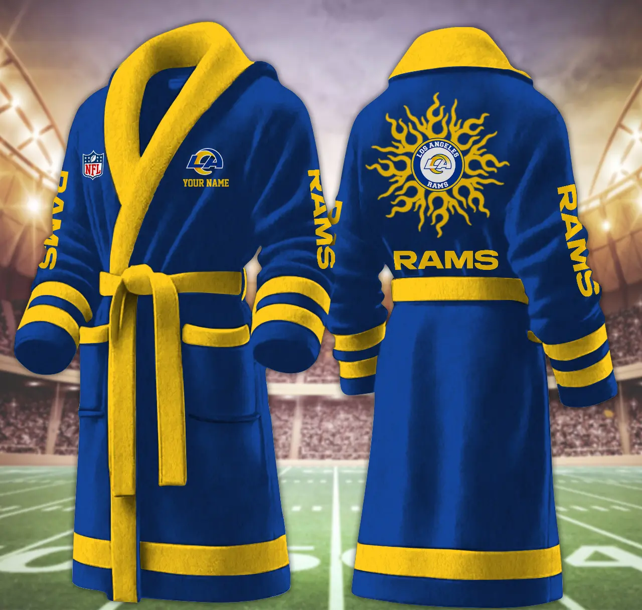 los angeles rams nfl personalized fleece bathrobe 5i6u3