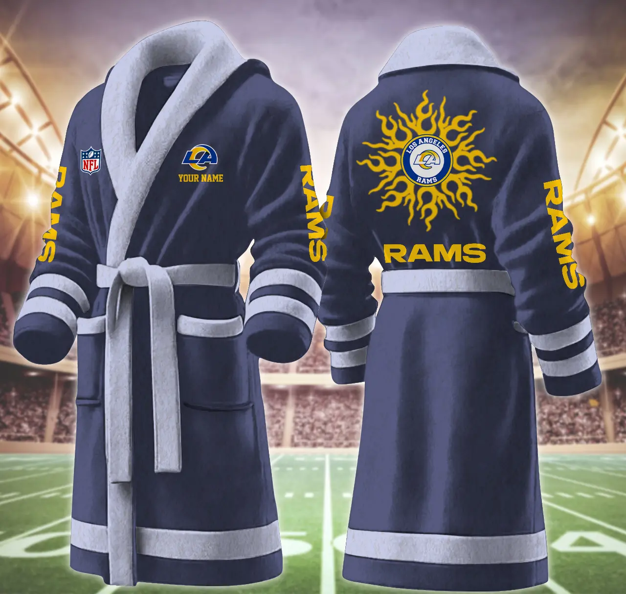 los angeles rams nfl personalized fleece bathrobe dyov8