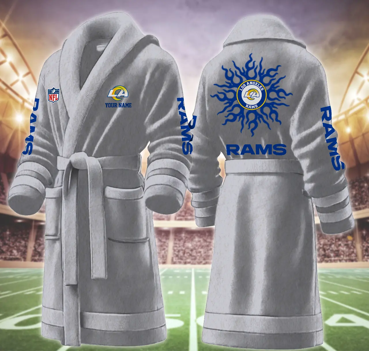 los angeles rams nfl personalized fleece bathrobe me59d