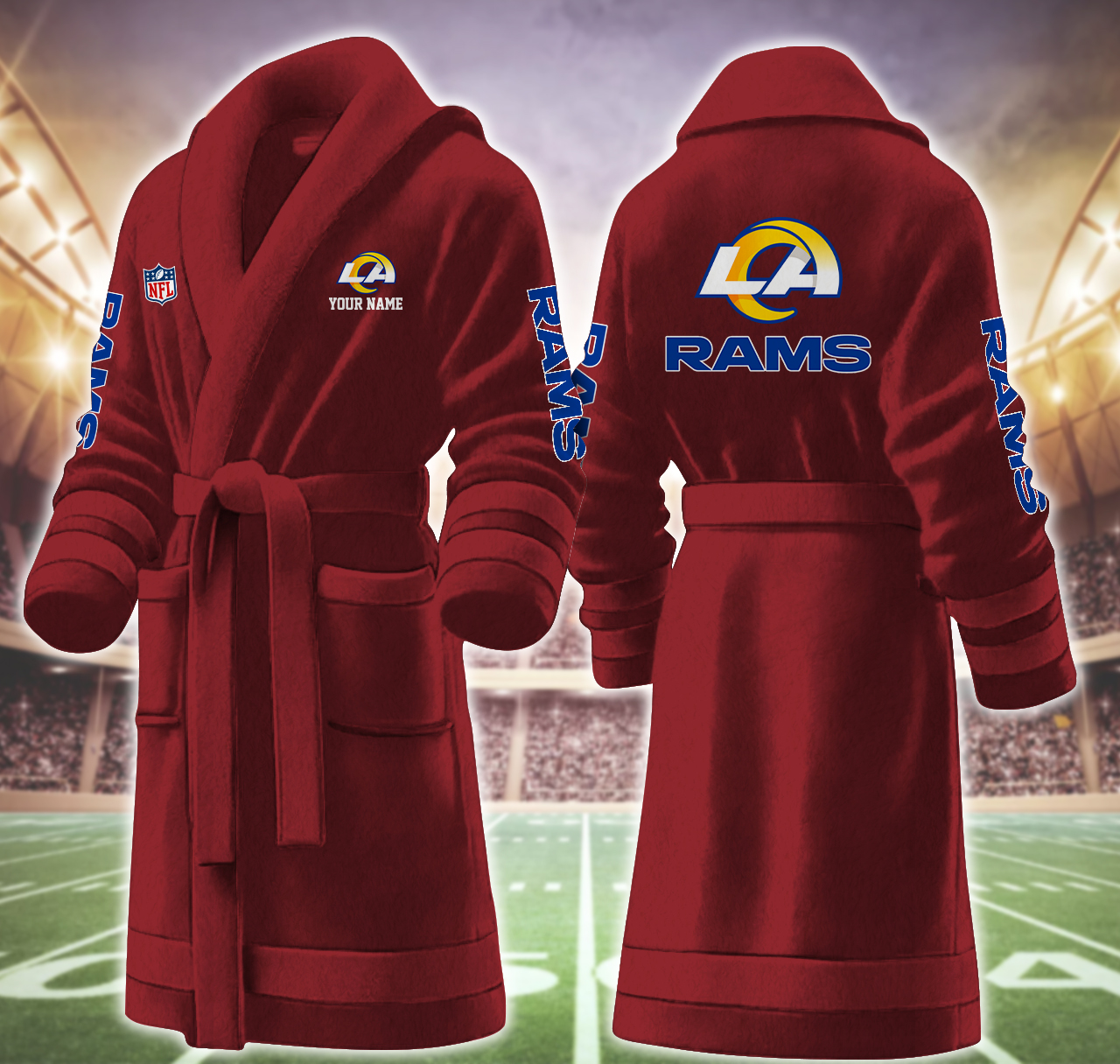 los angeles rams nfl personalized fleece bathrobe o6utr