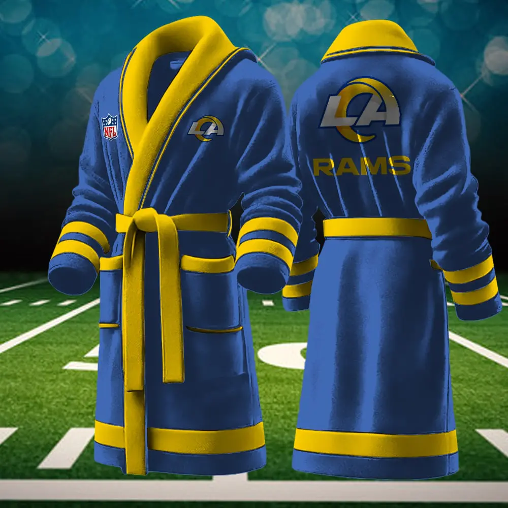 los angeles rams nfl personalized fleece bathrobe qljvq