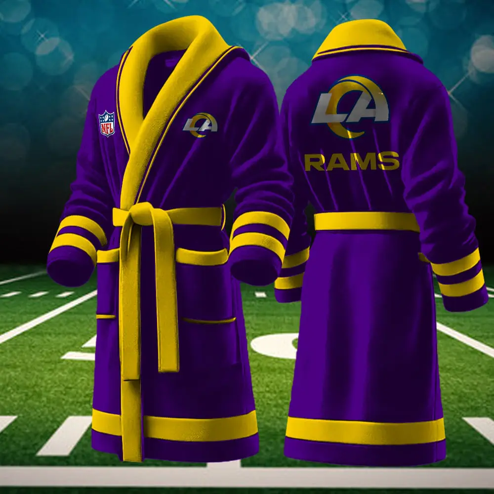 los angeles rams nfl personalized fleece bathrobe rsvta