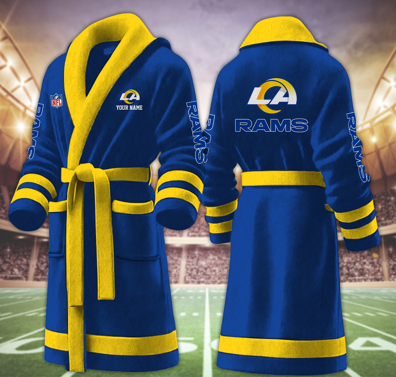 los angeles rams nfl personalized fleece bathrobe tmmj6