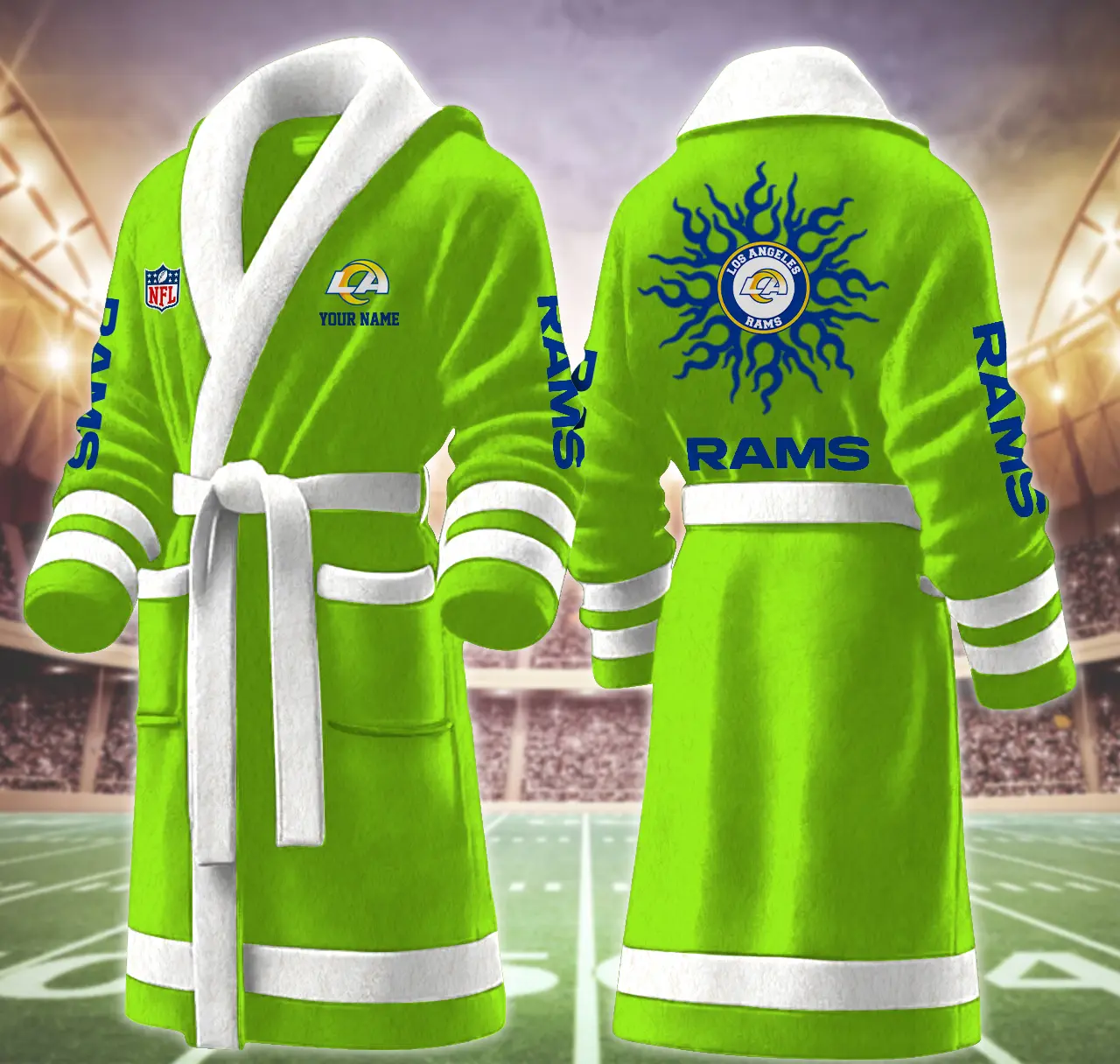 los angeles rams nfl personalized fleece bathrobe ybmrv
