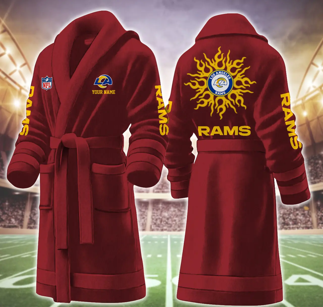 los angeles rams nfl personalized fleece bathrobe zuc1i
