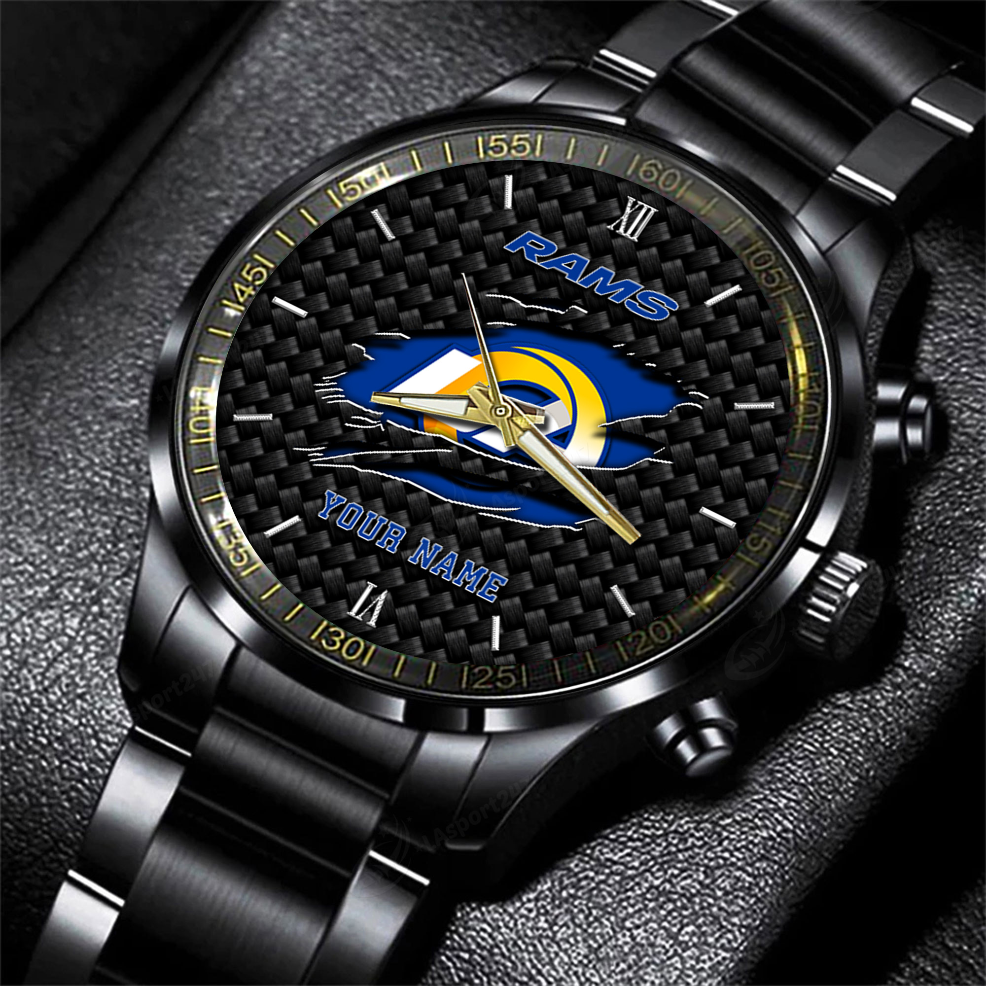 los angeles rams nfl personalized sport black fashion watch g9n6v