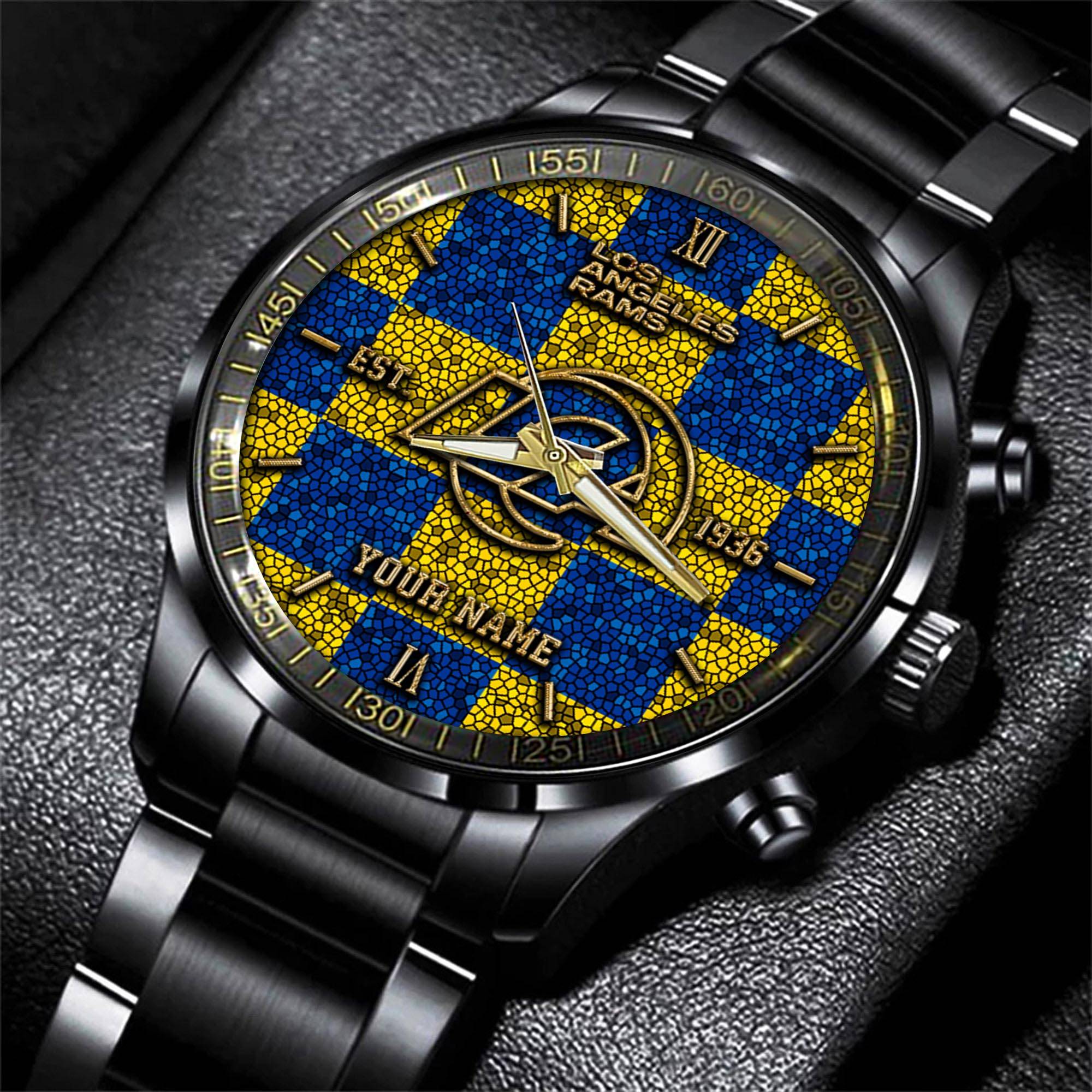 los angeles rams nfl personalized sport black watch gifts for fans sxmc1