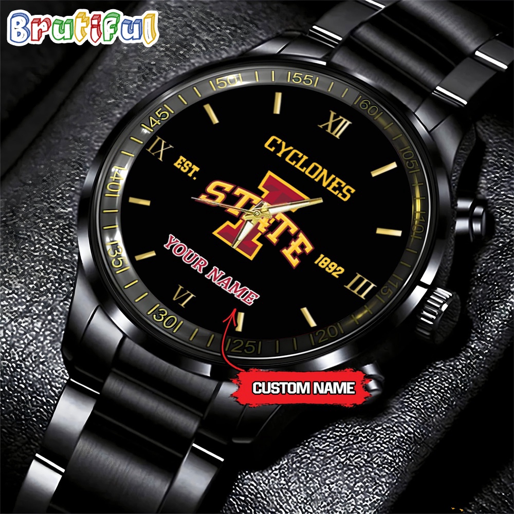 lowa state cyclones ncaa personalized black fashion watch football watch for fans buih4