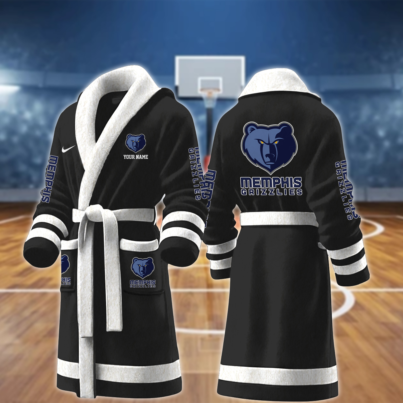 memphis grizzlies nba personalized fleece bathrobe tbwj4