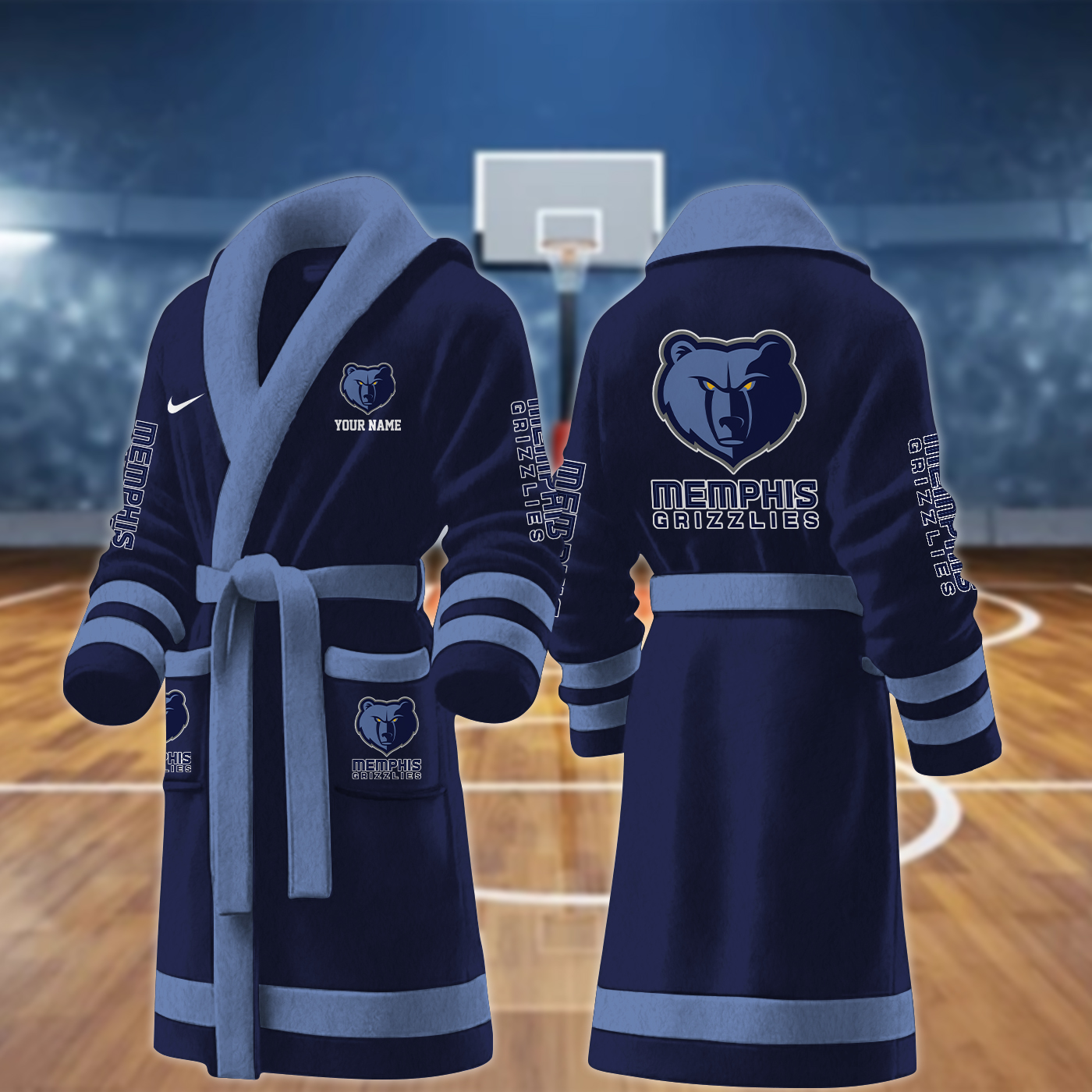 memphis grizzlies nba personalized fleece bathrobe tcavx