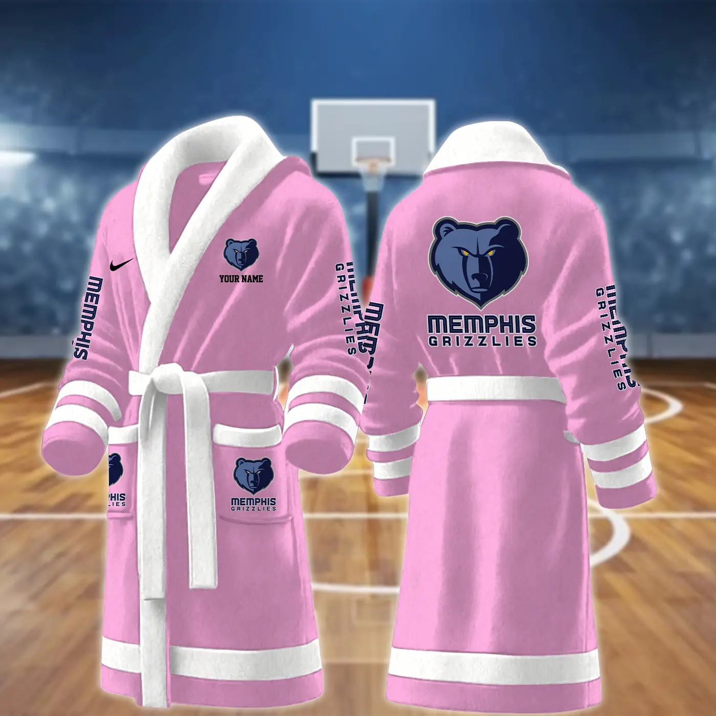 memphis grizzlies nba personalized fleece bathrobe z3pax