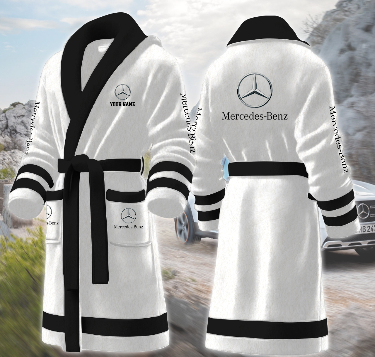 mercedes benz motocycles personalized fleece bathrobe fuwji