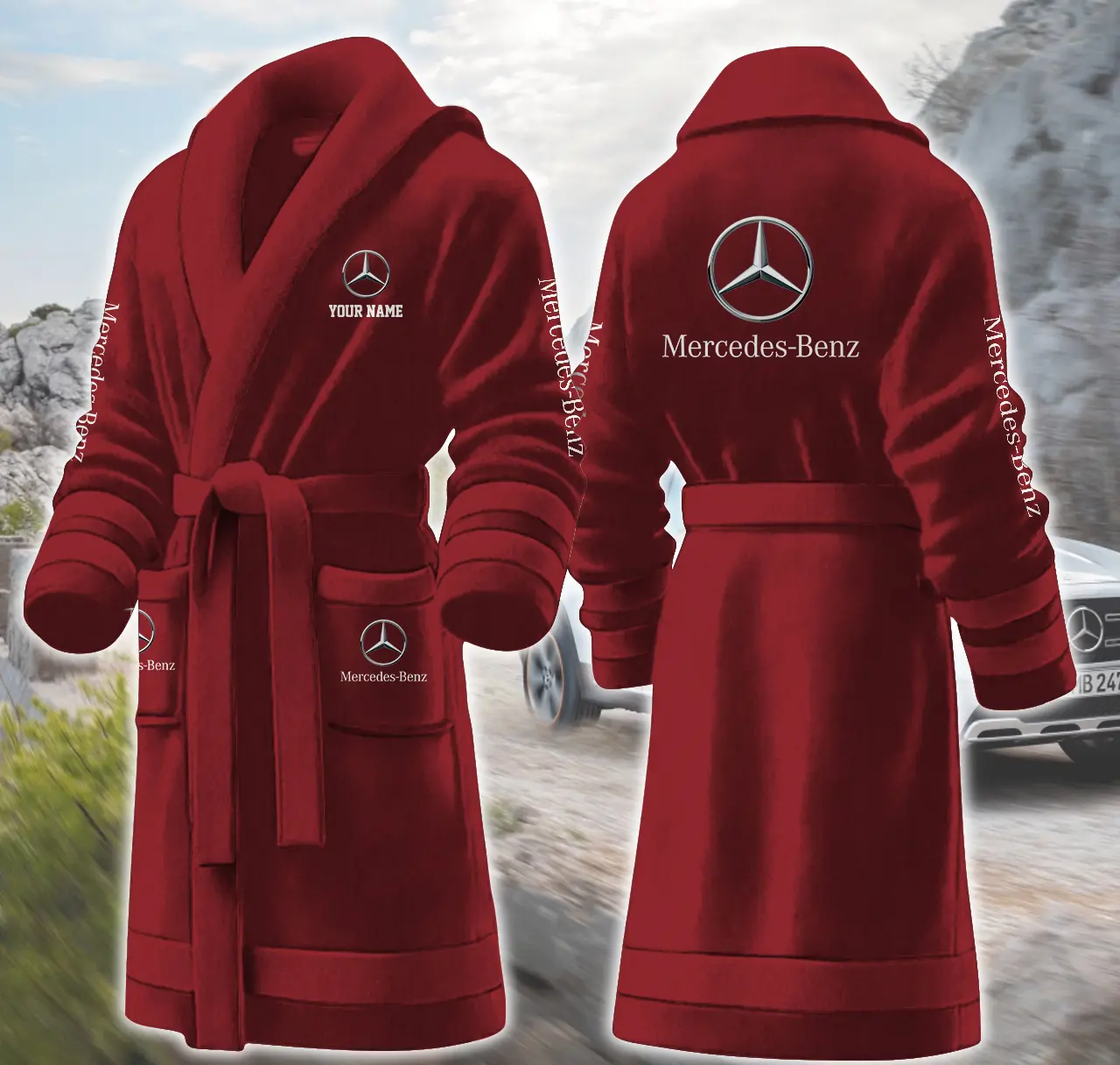 mercedes benz motocycles personalized fleece bathrobe ie6nm