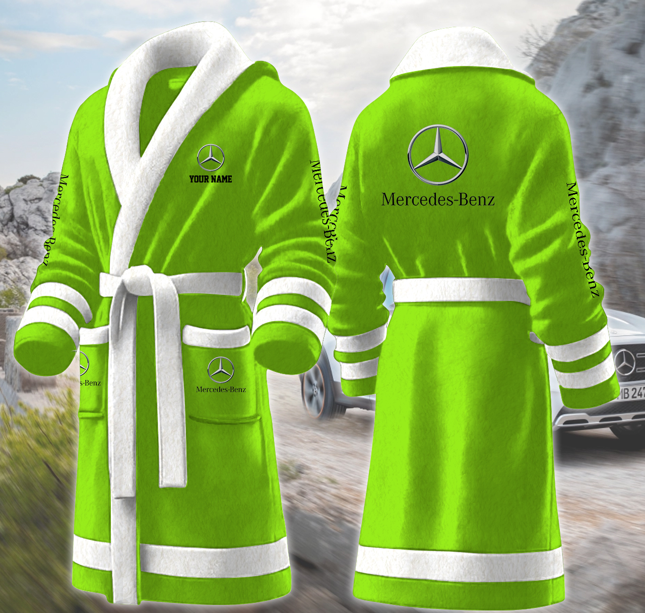 mercedes benz motocycles personalized fleece bathrobe jmzb4