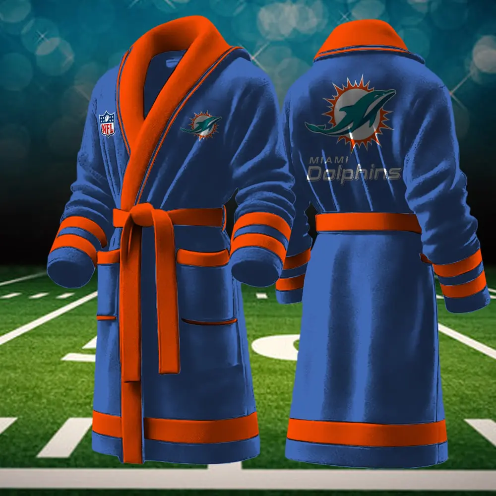 miami dolphins nfl personalized fleece bathrobe 5paor