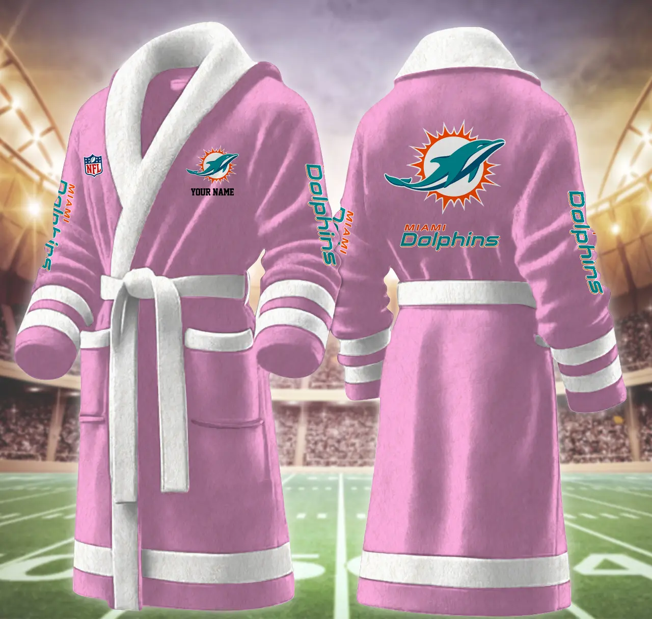 miami dolphins nfl personalized fleece bathrobe bqgwx