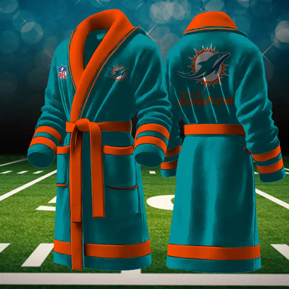 miami dolphins nfl personalized fleece bathrobe fujl7