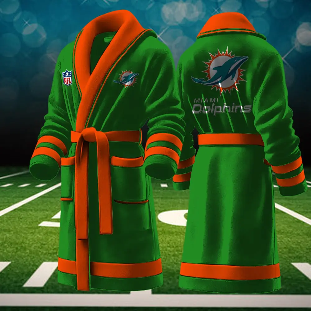 miami dolphins nfl personalized fleece bathrobe fw4tt