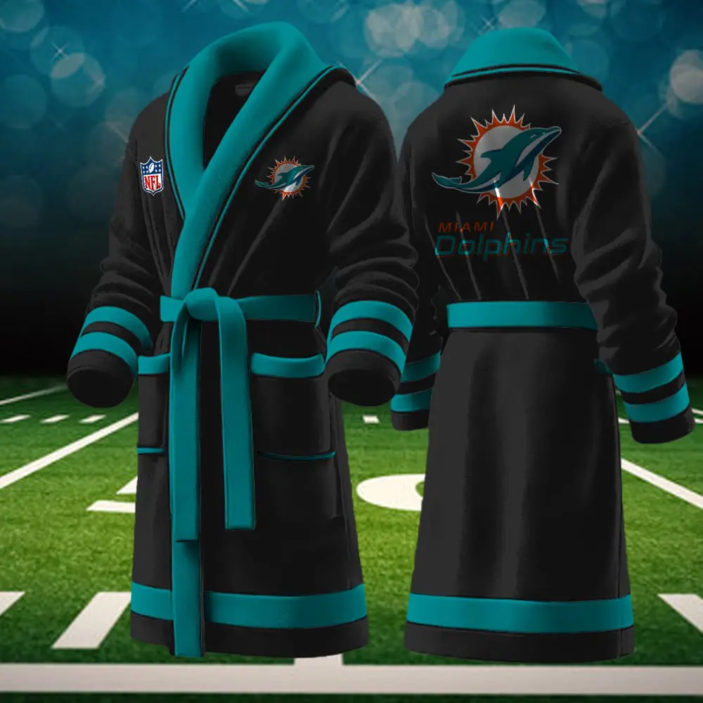 miami dolphins nfl personalized fleece bathrobe q0vw2