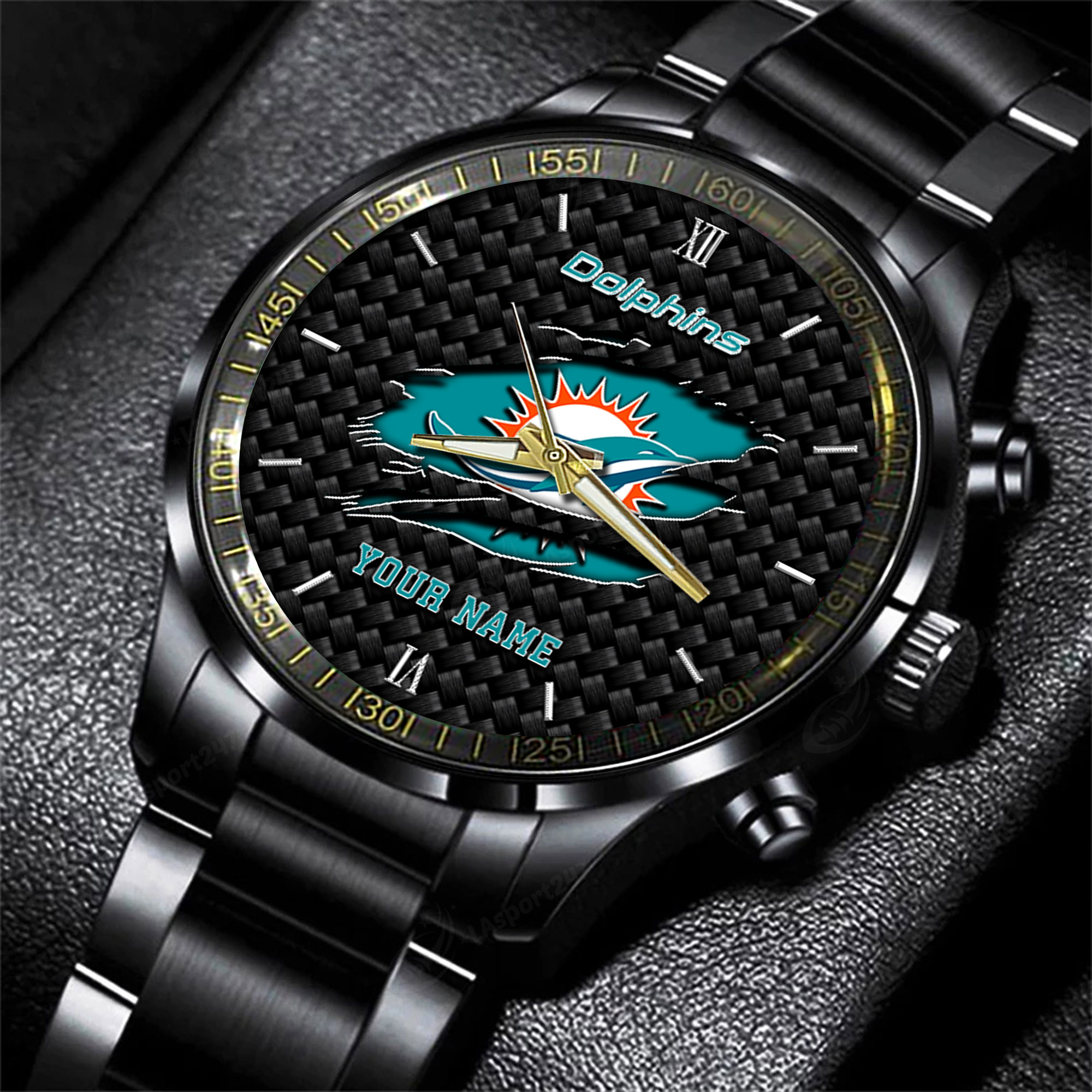miami dolphins nfl personalized sport black fashion watch ea4as