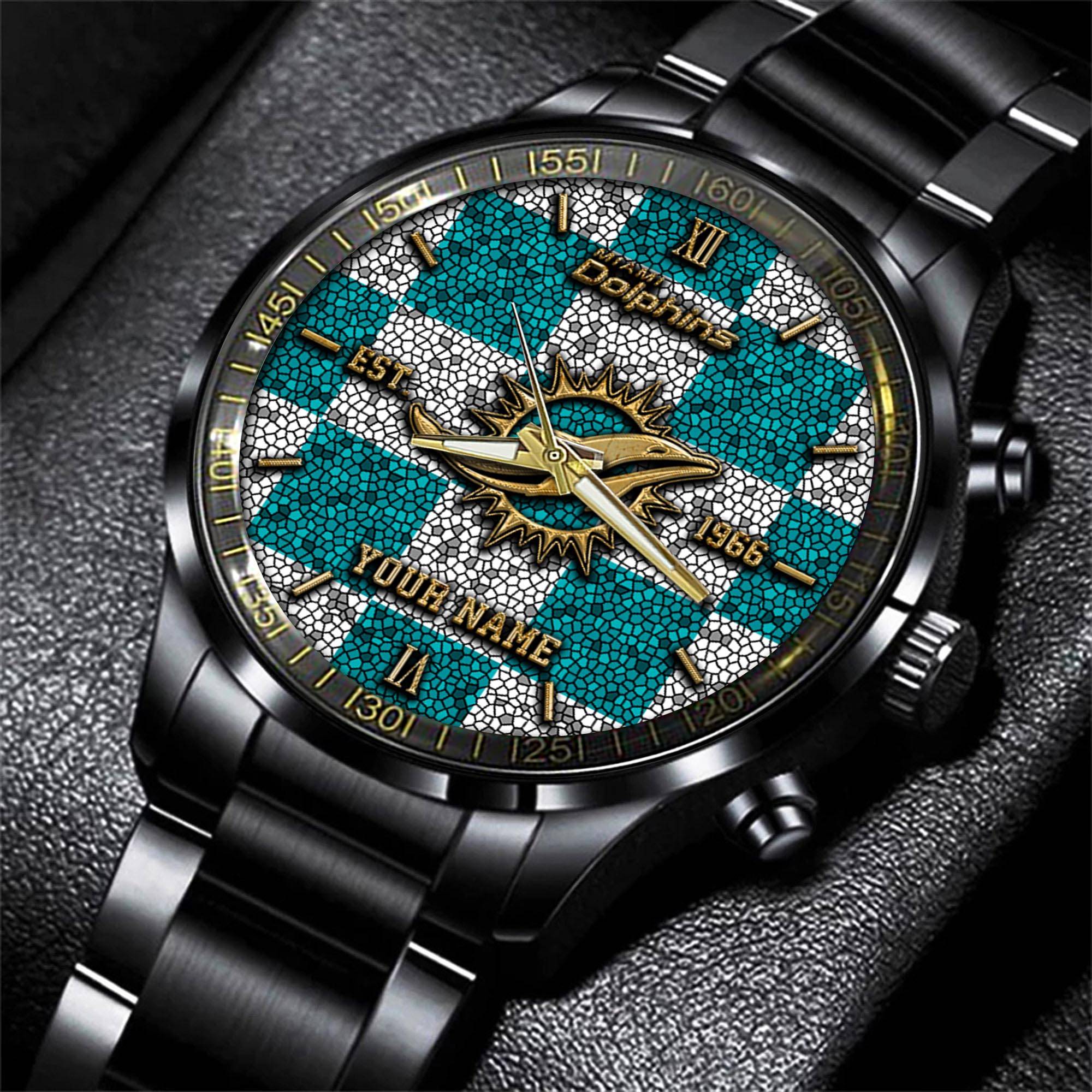 miami dolphins nfl personalized sport black watch gifts for fans fjq0t