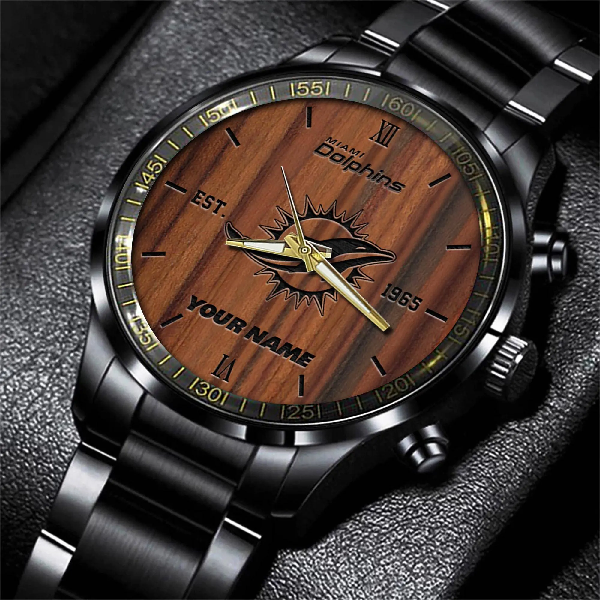 miami dolphins nfl personalized sport black watch gifts for fans qlkmm