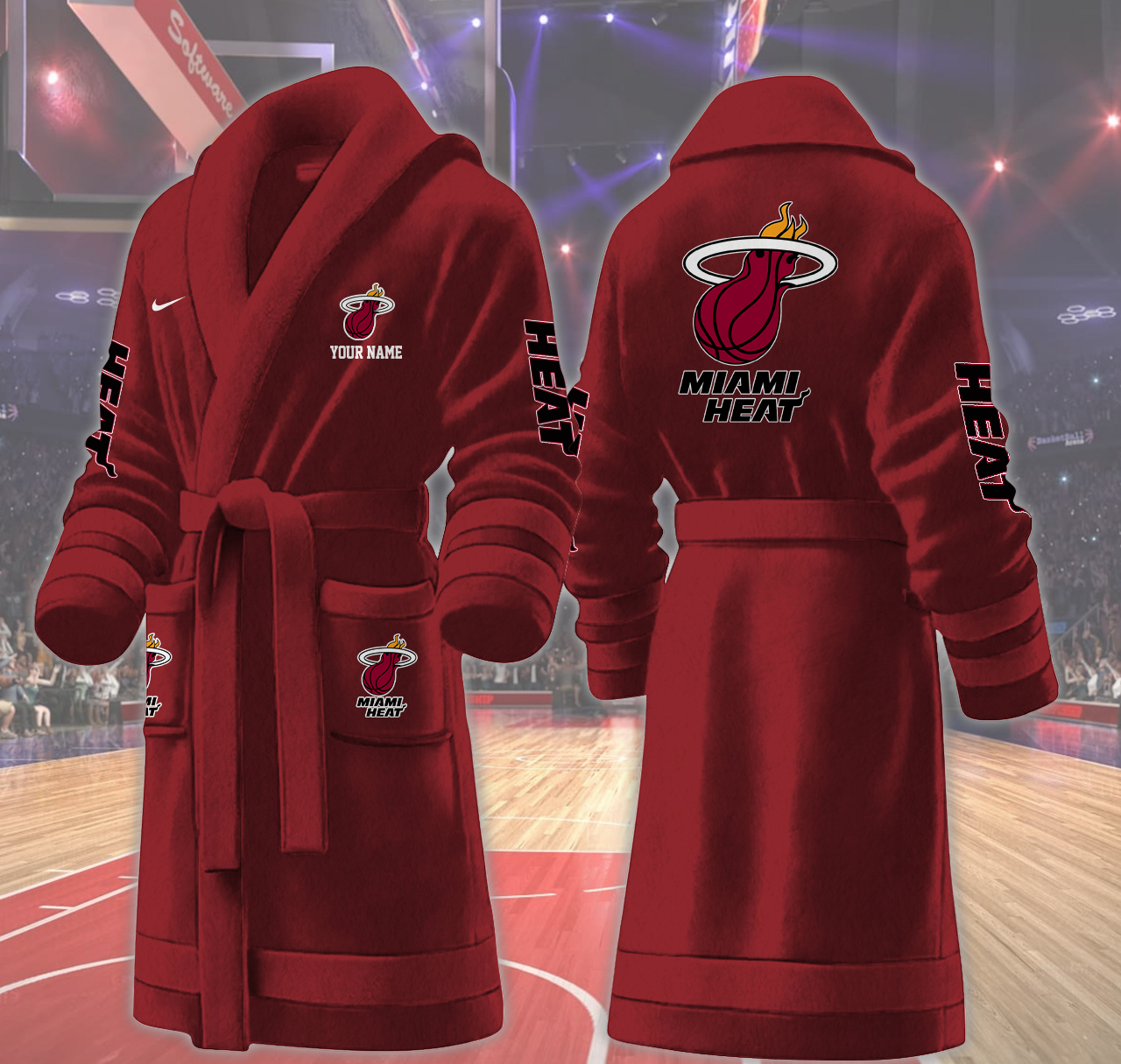 miami heat nba personalized fleece bathrobe e5klt