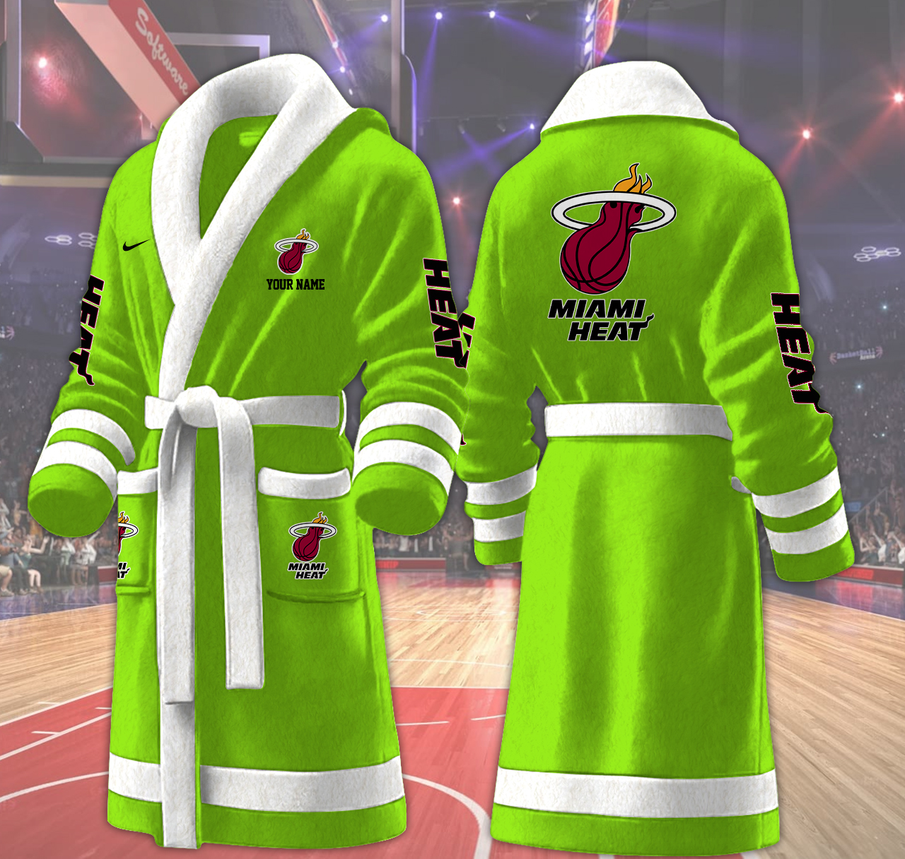 miami heat nba personalized fleece bathrobe hkayo