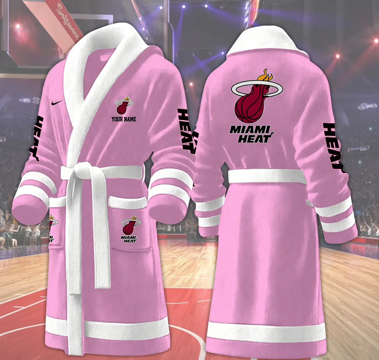miami heat nba personalized fleece bathrobe mxc54