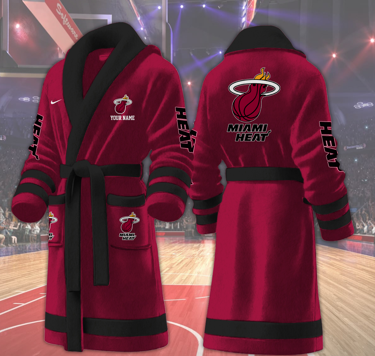 miami heat nba personalized fleece bathrobe s7gxz