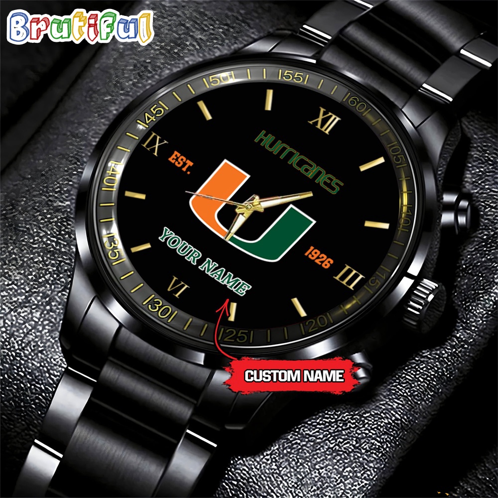 miami hurricanes ncaa personalized black fashion watch football watch for fans deiaz