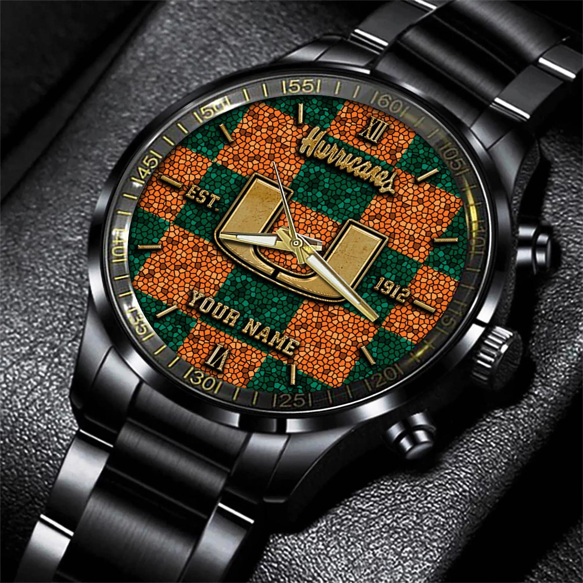 miami hurricanes ncaa personalized black new hand watch gifts for fans nadzk